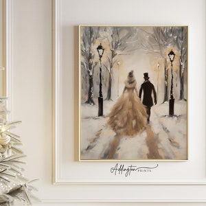 Victorian Wall Art | Vintage Couple | Winter Art | 19th Century Holiday Print | Christmas Decor | Retro Christmas | Digital PRINTABLE
