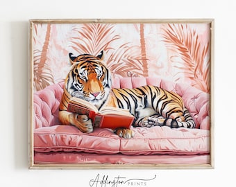 Tiger Wand Kunst | Tiger Druck | Girly Wandkunst | Maximalist Wand Kunst | Ölgemälde Druck | College Wohnheim Dekor | Digital DRUCKBAR