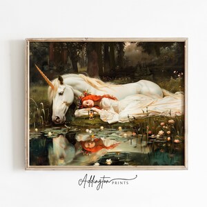 ユニコーン ウォール アート | ムーディ ウォール アート | おとぎ話の魔法の森 | 気まぐれなアート | 妖精のウォール アート | ダーク アカデミア プリント | デジタル印刷可能