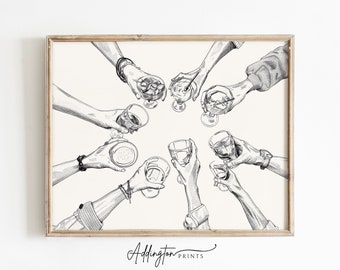 Cheers Print | Drink Wall Art | Bar Cart Decor | Cocktail Wall Art | Bar Cart Art | Cheers Sign | Dorm Room | Digital PRINTABLE