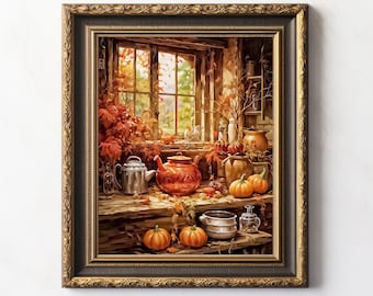 Pumpkin Wall Art, Autumn Print, Fall Decor, Vintage Farmhouse, Autumn Kitchen Wall Art, Cottagecore Aesthetic|DIGITAL DOWNLOAD|Digital Print