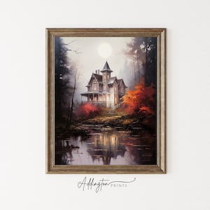 Arte della parete della casa stregata / Arredamento spettrale di Halloween / Accademia oscura / Arte della parete lunatica / Estetica Cottagecore scuro / STAMPABILE digitale