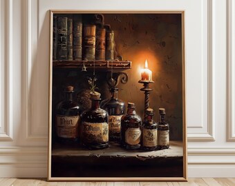 Vintage apotekartryck | Halloween-väggdekoration | Dark Academia | Dark Cottagecore | Spöklik Halloween | Stämningsfull väggkonst | Digitalt utskrivbar