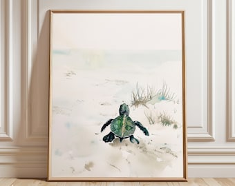 Sea Turtle Decor | Baby Sea Turtle Wall Art | Baby Animals Watercolor Painting | Ocean Nursery Art | Beach Wall Decor | Digital PRINTABLE