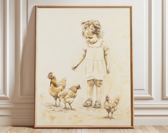 Chicken Wall Art Print | Chicken Print | Girl | Bird Art | Farmhouse Wall Decor | Farm Art | Nursery Art | Chicken Poster| Digital PRINTABLE