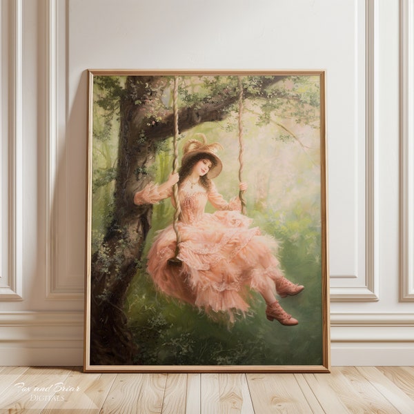 Swing Elegant Lady Art Print | Oil Painting Wall Art | 19th Century | Vintage Art Print | French Art | Romantic | Digital | PRINTABLE