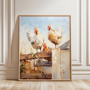 Chicken Wall Art Print | Chicken Print | Bird Art | Farmhouse Wall Decor | Farm Art | Kitchen Art | Chicken Poster | Digital PRINTABLE