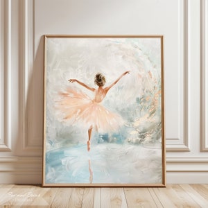 Stampa artistica di pittura di balletto / Arte murale per la cameretta dei bambini / Pittura a olio / Stampa vintage femminile / Ballerina rosa / Download digitale / STAMPABILE