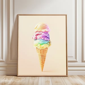 Eis Kunstdruck | Regenbogen Eis Dekor | Essen Kunst Poster | Feinschmecker Kunst | Kunstdruck Sommerküche | Digitaler Download | DRUCKBAR