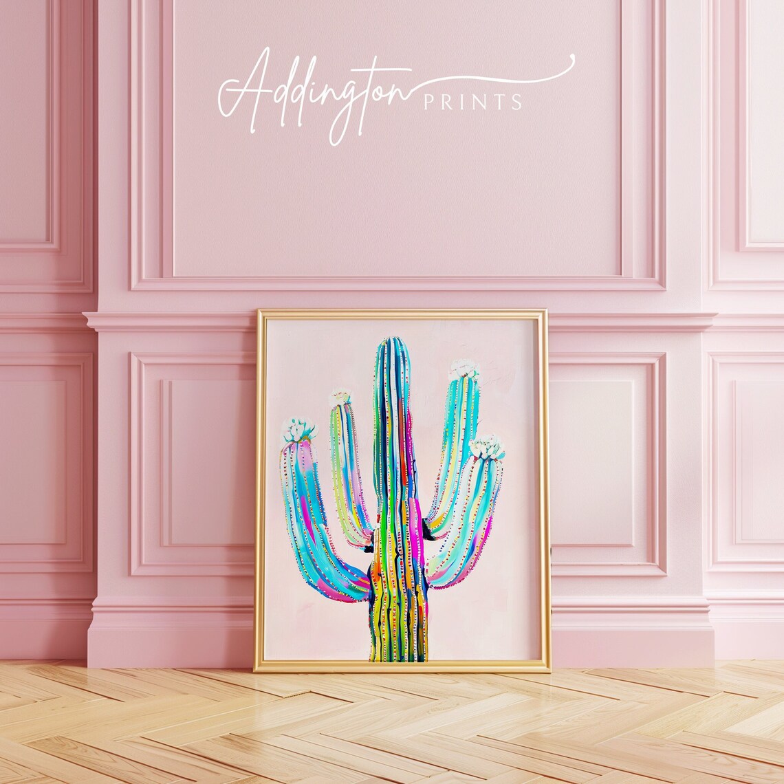 Mexican Desert Pink Wall Art Print | Cactus Art | Saguaro Cactus ...