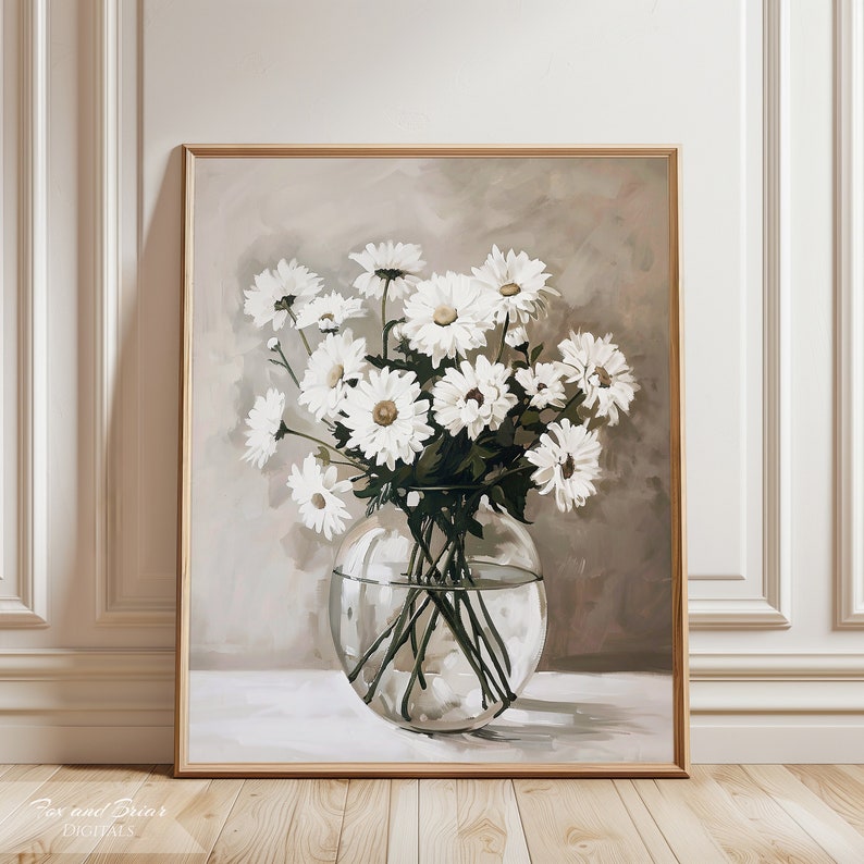 Vintage Daisies Art Print | Wall Art | Oil Painting | Antique Print ...