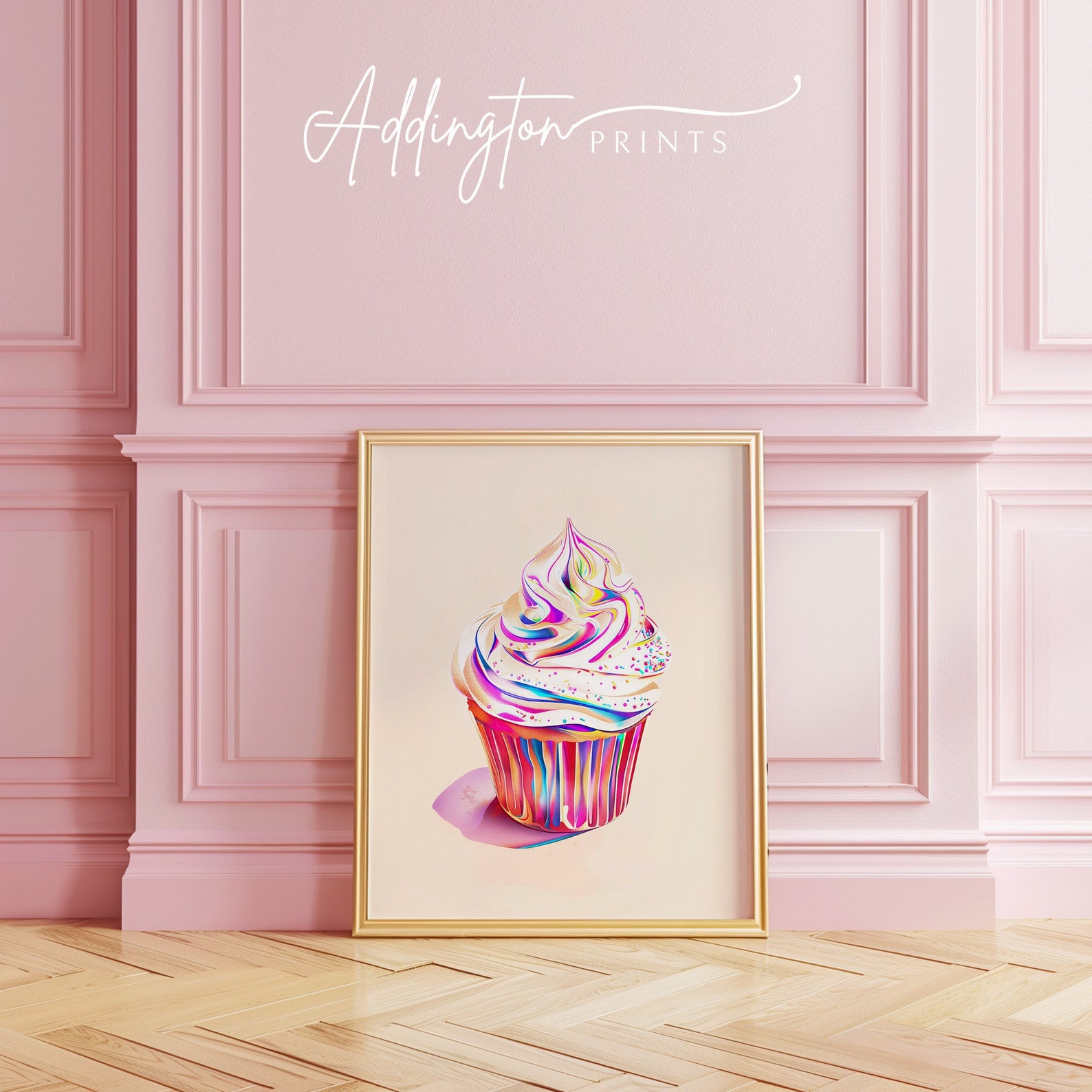 Pink Cupcake Painting | Dessert | Trendy Pink Wall Art | Kitchen Wall ...