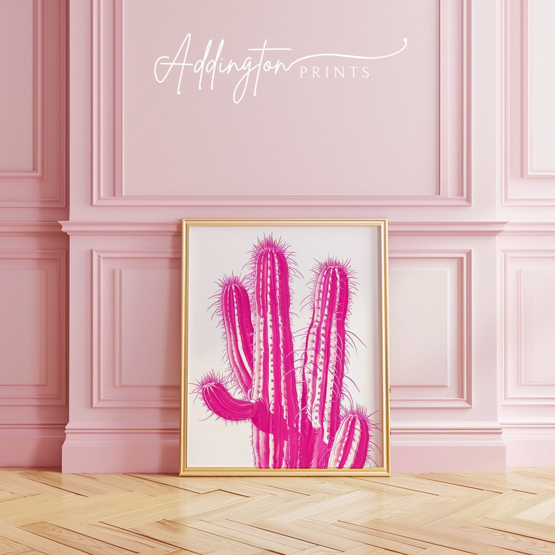 Mexican Desert Pink Wall Art Print | Cactus Art | Saguaro Cactus ...