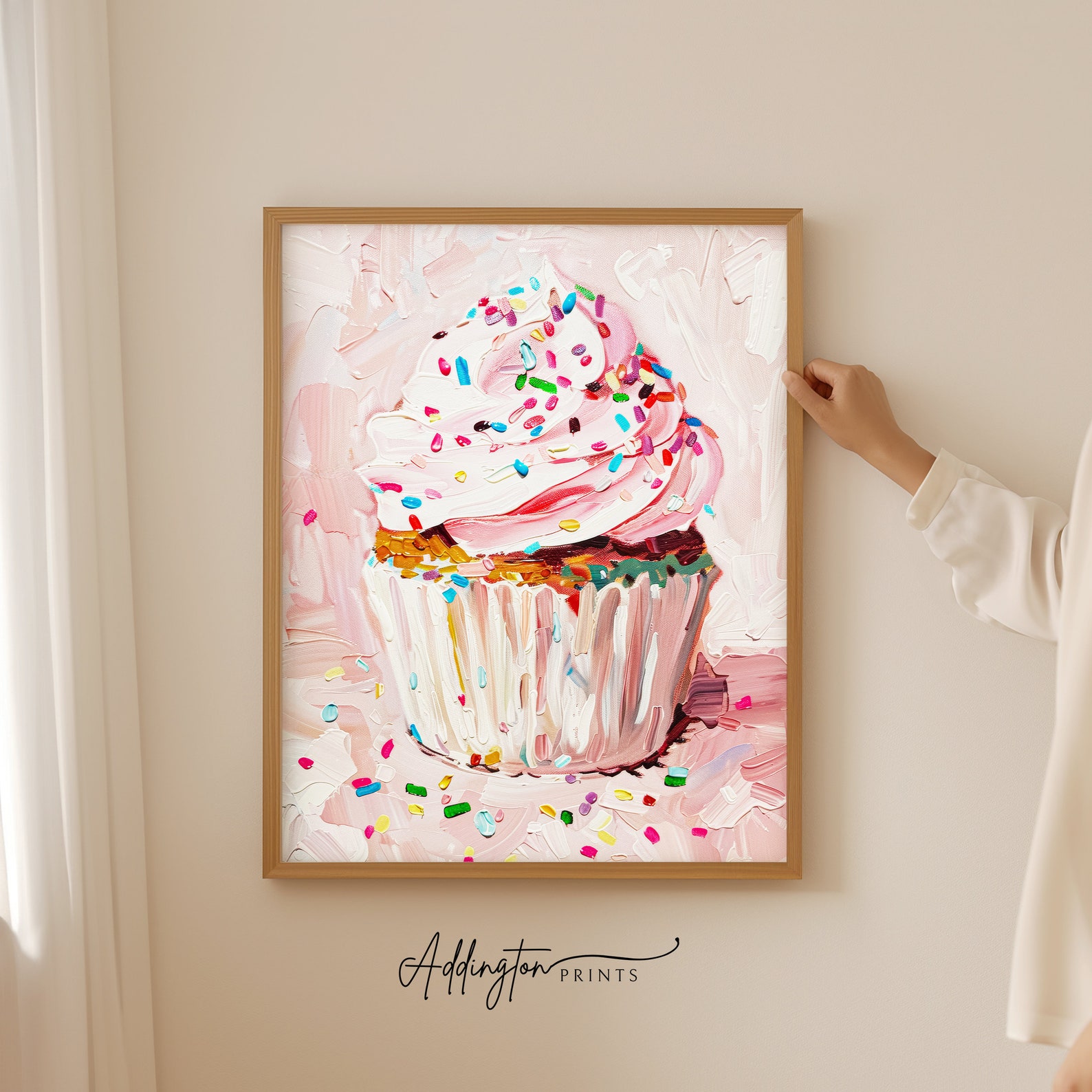 Pink Cupcake Painting | Dessert | Trendy Pink Wall Art | Kitchen Wall ...