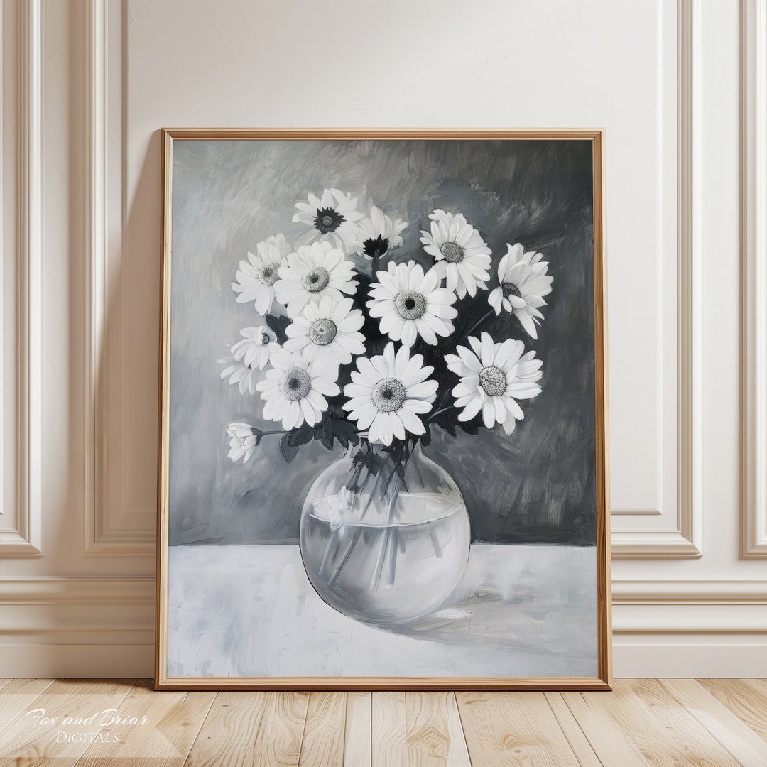 Vintage Daisies Art Print | Wall Art | Oil Painting | Antique Print ...