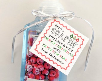 Etiqueta de regalo para jabón navideño: "Aquí tienes Soapin', ¡Feliz Navidad!" - Juego de 6