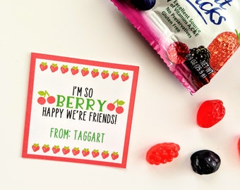 I'm So Berry Glad We're Friends PRINTED Valentine Tag