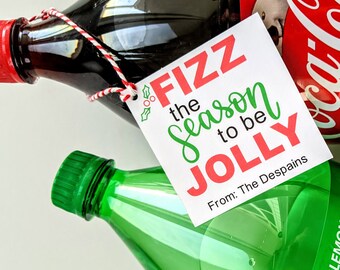 Fizz the Season to be Jolly PRINTED Christmas Gift Tags