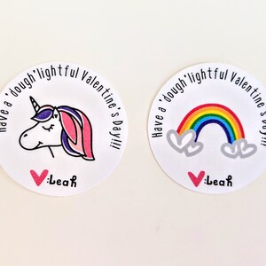 Valentine Play Dough Stickers set of 24 Unicorn and Rainbows