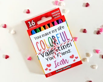 PRINTED Crayon Valentine Tags