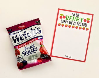 I'm Berry Glad We're Friends PRINTED Valentine Tags