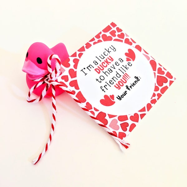 PRINTED Lucky Ducky Valentine Tag