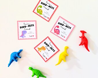 PRINTED Dino-mite Friend Valentine Tags