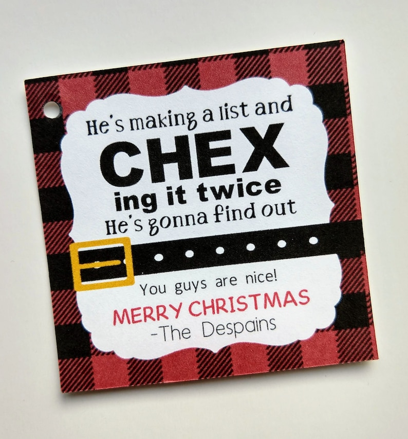 Chex Mix Neighbor Christmas PRINTED Gift Tag Etsy