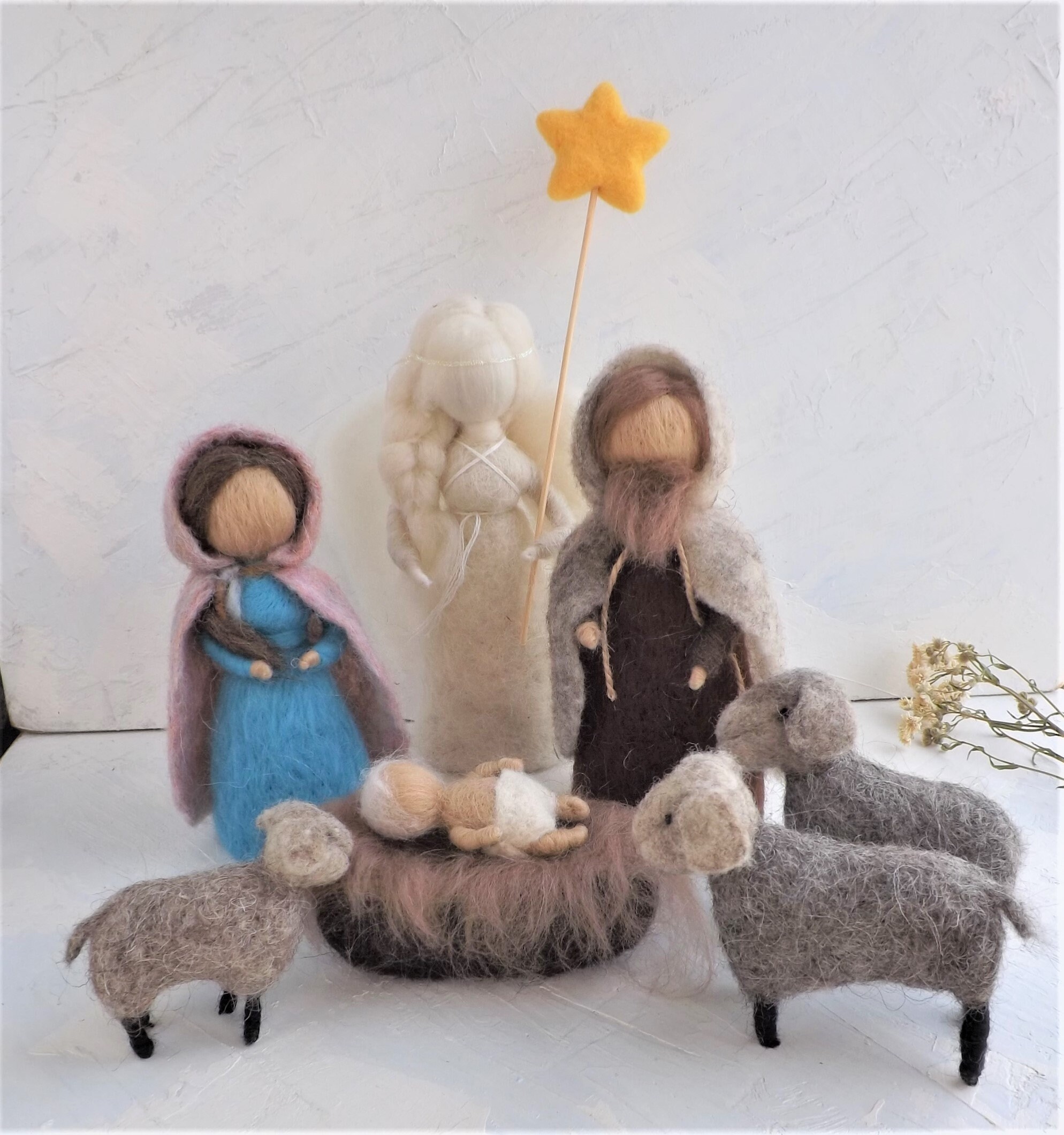 Felted FULL Nativity set Needle felt nativity scene Waldorf Etsy