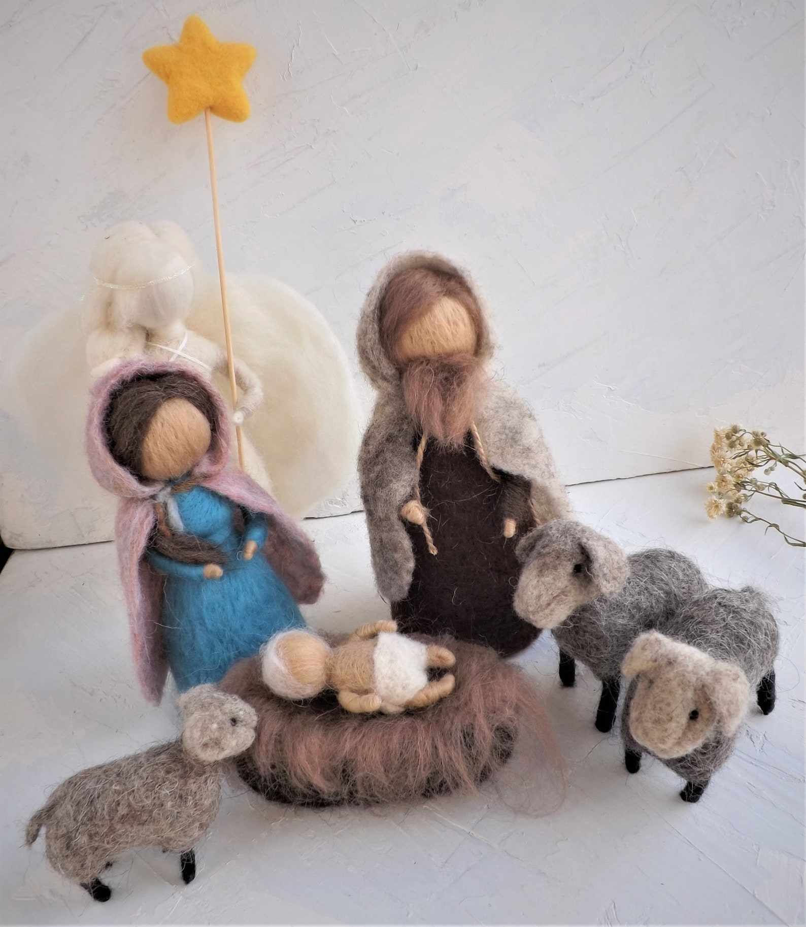 Felted FULL Nativity set Needle felt nativity scene Waldorf Etsy
