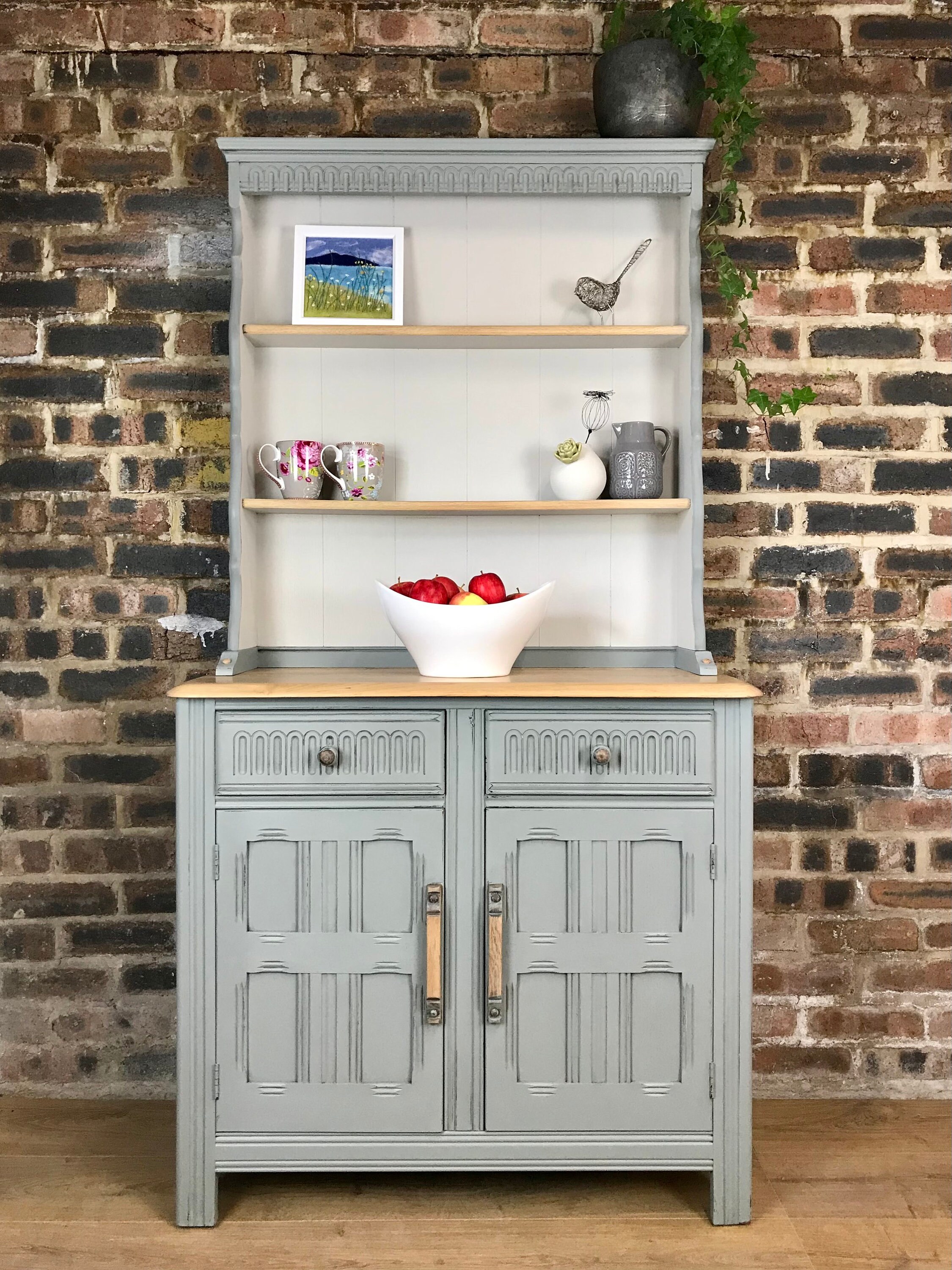 Vintage Priory Oak Welsh Dresser Professionally Hand Painted Etsy