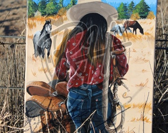 Cowgirl Way of Life OriginalGemälde | Cowgirl-Kunst | Wandkunst | Westliches Bürodekor | Western-Wohnkultur | Handgefertigte Wohndekoration