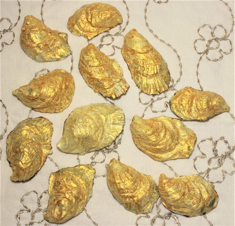 Decoupage Oyster Shells Jewelry Dish Gold Edge Seashell OYSTER RING Dish Decoupage Seashell Gold Edge Oyster Shell Ring Dish