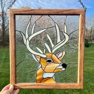Stained Glass Deer Window Panel: Handcrafted Home Decor image 3