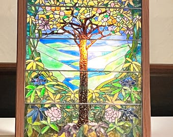 Elegant Tree of Life-stained Glass Window Panel - Handcrafted