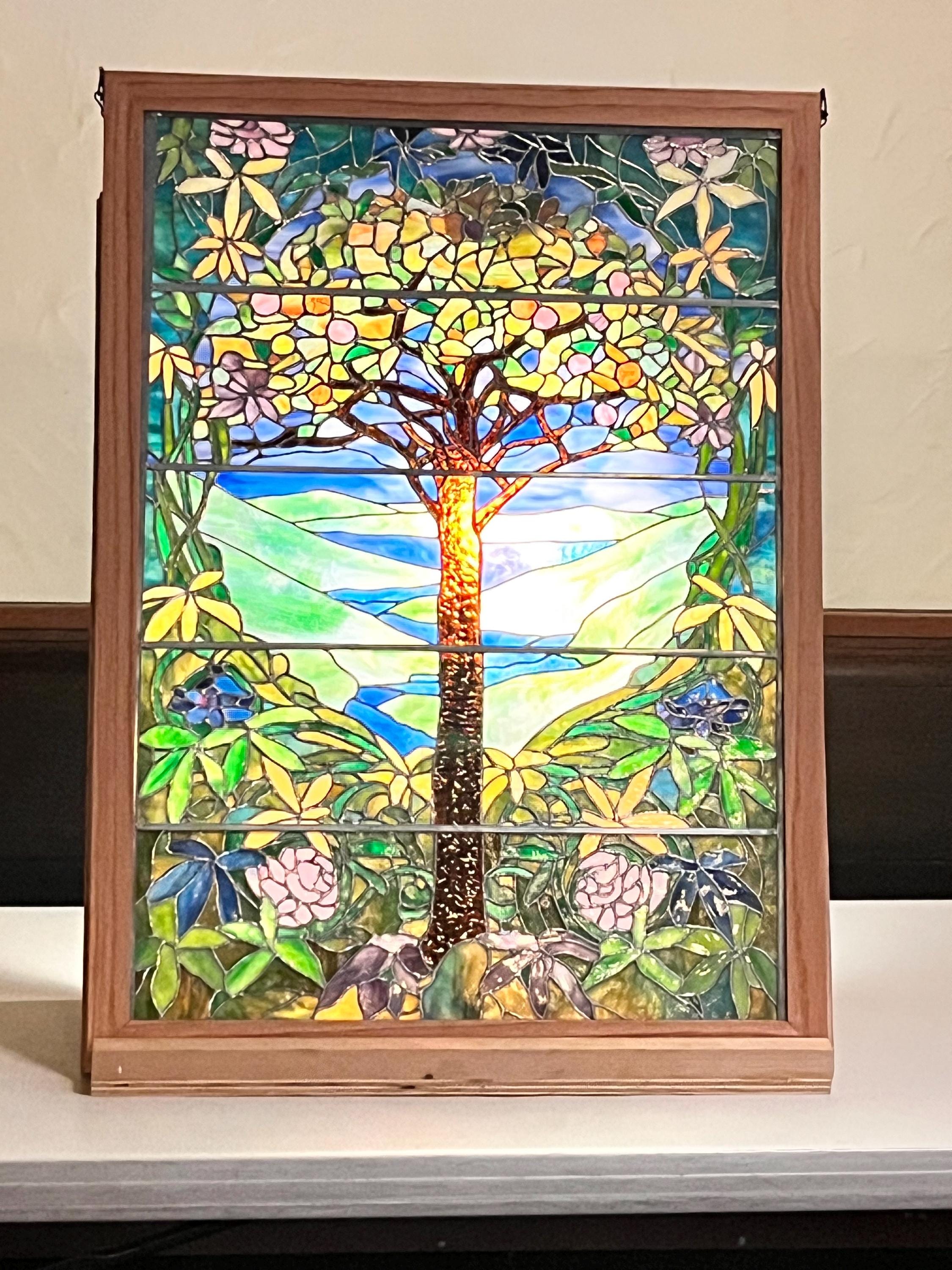 Elegant Tree of Life-stained Glass Window Panel - Handcrafted