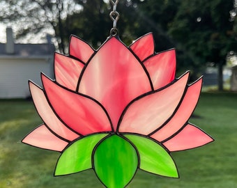 Lotus Flower Stained Glass Suncatcher