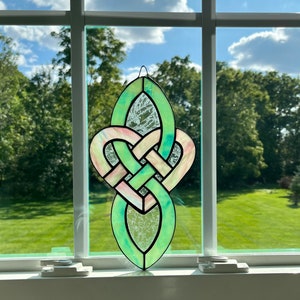 Celtic Knot Heart Stained Glass Window Art