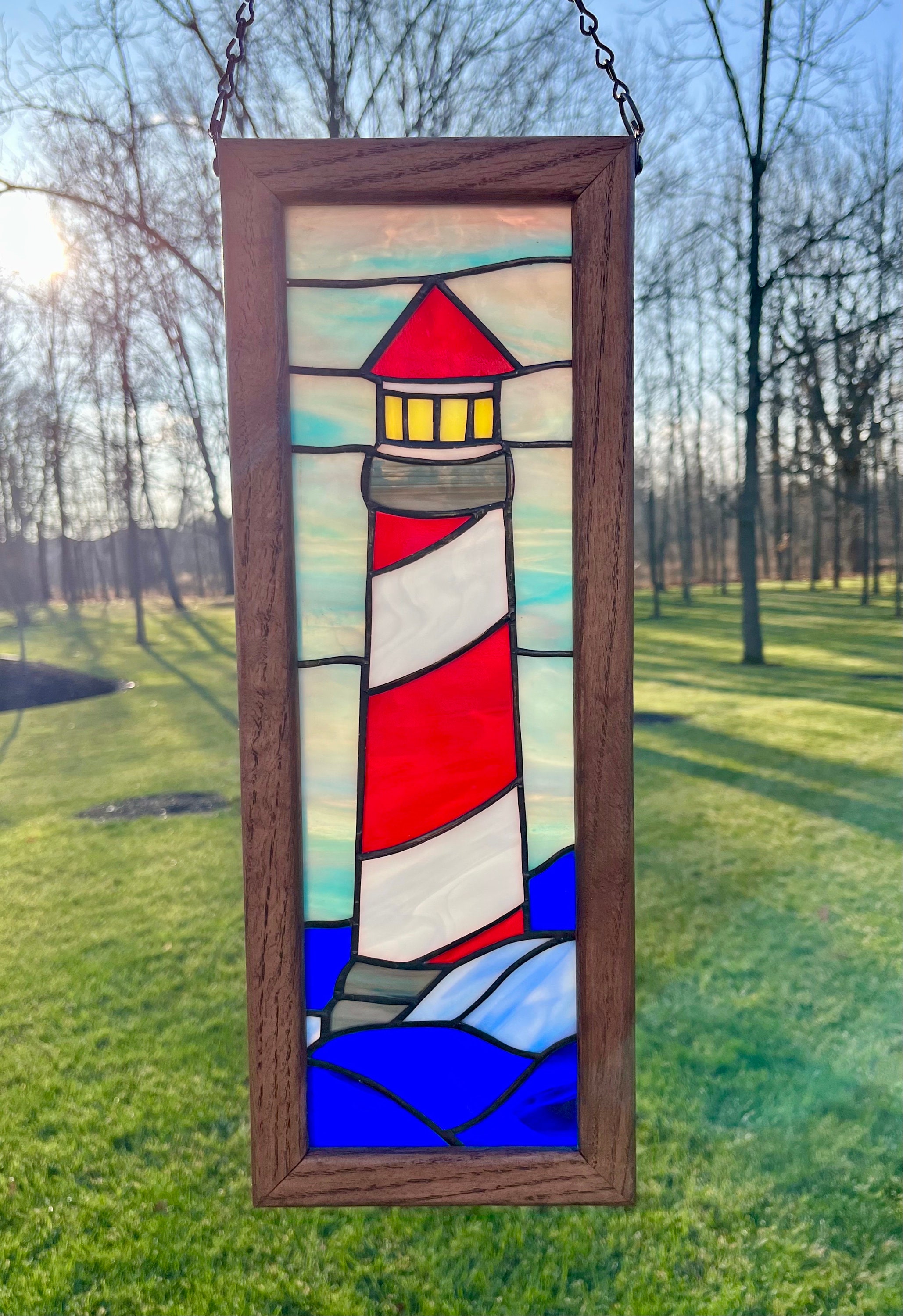 Lighthouse Stained Glass Window Etsy