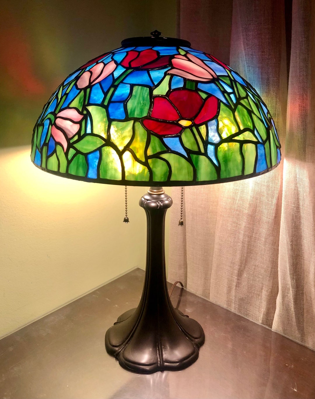 Tiffany Tulip Stained Glass Lamp - Etsy