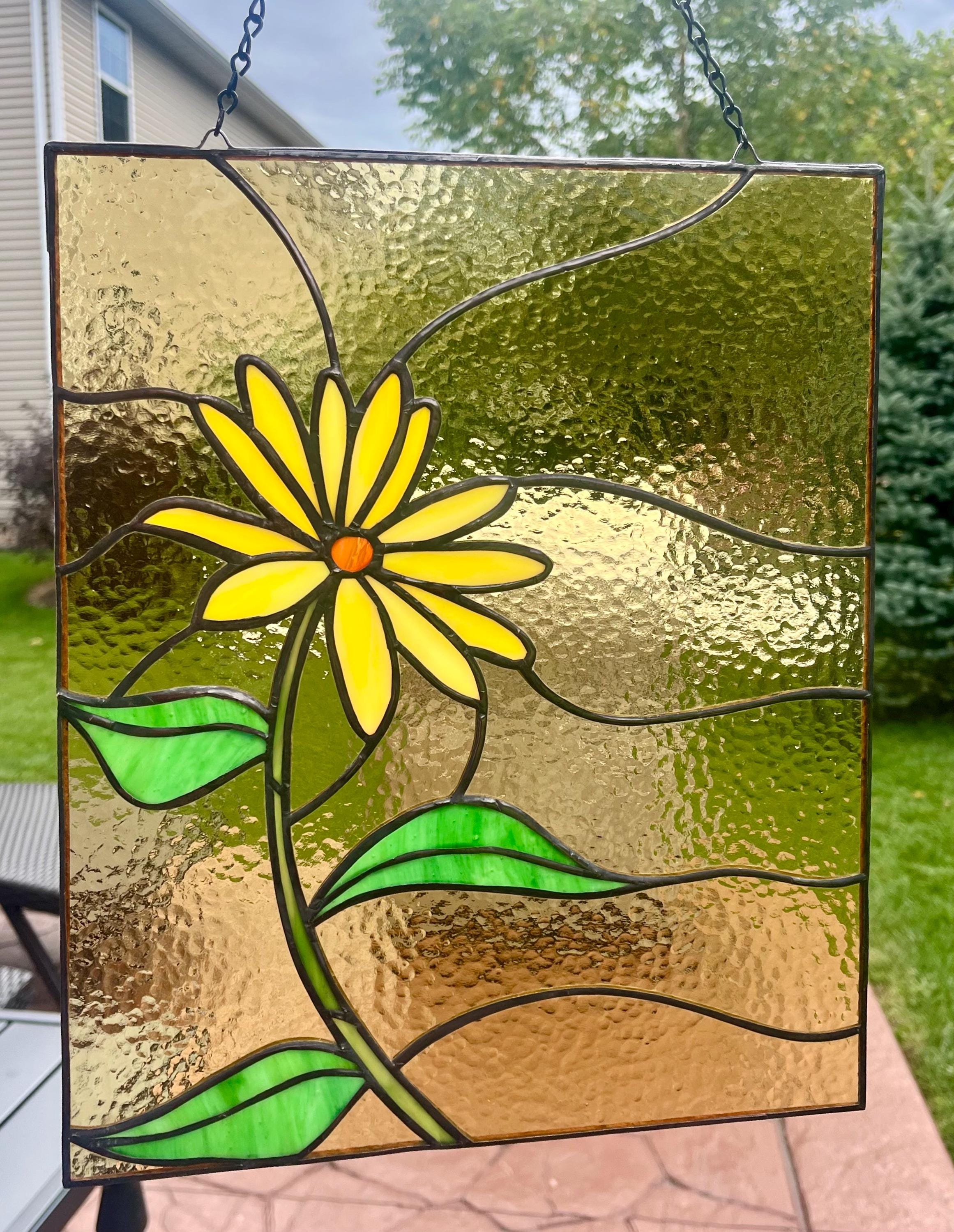Window Flower Glass Stained Glass Floral Window Panel- Home Decor - Etsy