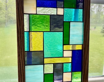 Mosaic Stained Glass Window Art Home Decor- 11x18-1/2 Inches