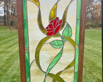 Stained Glass Rose Window or Cabinet Art