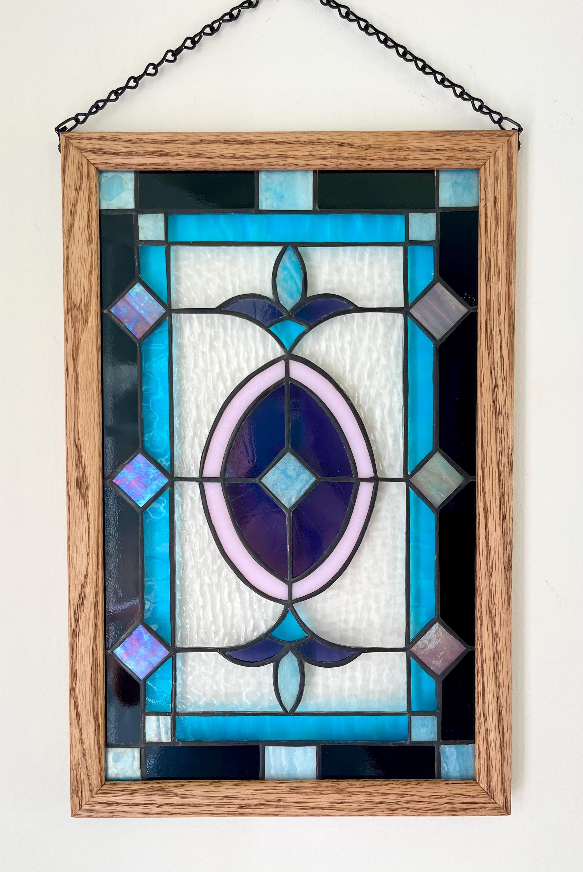 Victorian Stained Glass Window Panel in Black Opal and