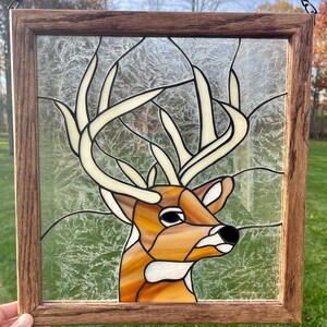 Stained Glass Deer Window Panel: Handcrafted Home Decor image 2