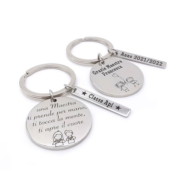 Porte-clés Personnalisable Pour Maîtresse D'école Maternelle – Métal Argenté, Fabrication Italienne