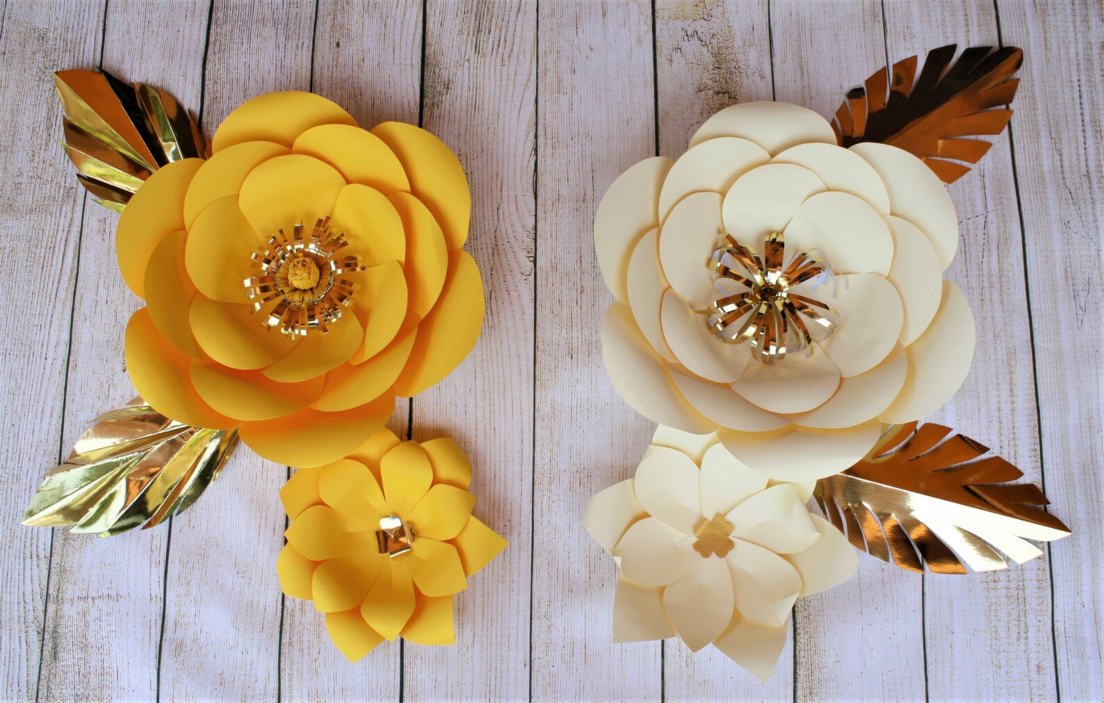 Pink Paper Flowers Yellow Paper Flowers Backdrop White Etsy