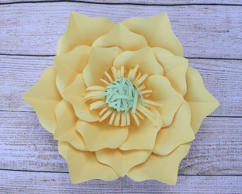 Yellow Paper Flowers Wall Decor Green Paper Flowers Etsy