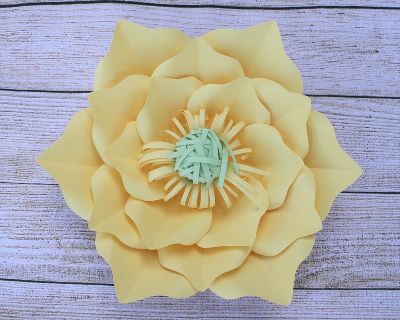 Yellow Paper Flowers Wall Decor Green Paper Flowers Etsy