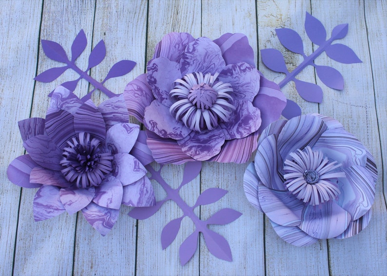 Purple Paper Flowers Wall Decor Pink Purple Paper Flowers Etsy